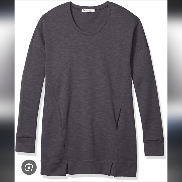 Fig Olive Vid V-neck Long Sleeve Drop Shoulder Tunic Size L - Picture 1 of 8